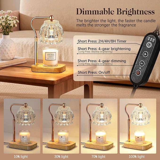 Candle Warmer Lamp with Timer Dimmer, Modern Wax Warmer for Scented Wax Jar Candle Warmer with 2 Bulbs, alternate product
