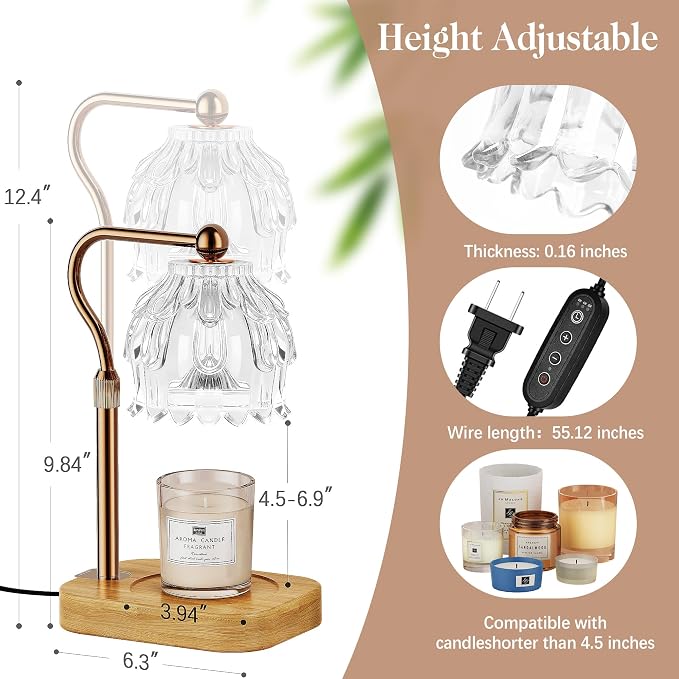 Candle Warmer Lamp with Timer Dimmer, Modern Wax Warmer for Scented Wax Jar Candle Warmer with 2 Bulbs, alternate product
