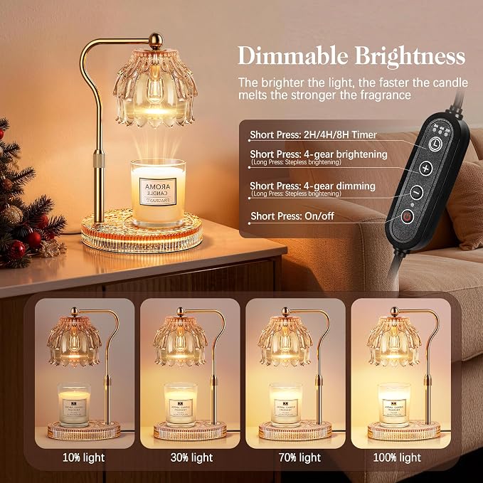 Candle Warmer Lamp with Timer Dimmer, Modern Wax Warmer for Scented Wax Jar Candle Warmer with 2 Bulbs, alternate product