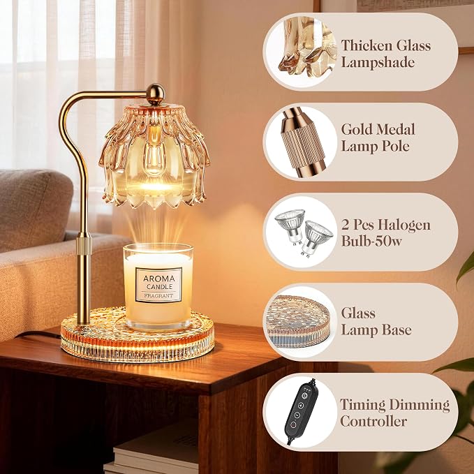 Candle Warmer Lamp with Timer Dimmer, Modern Wax Warmer for Scented Wax Jar Candle Warmer with 2 Bulbs, alternate product