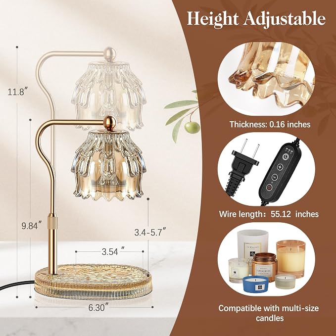 Candle Warmer Lamp with Timer Dimmer, Modern Wax Warmer for Scented Wax Jar Candle Warmer with 2 Bulbs, alternate product