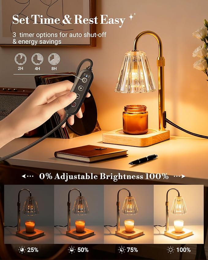 Candle Warmer Lamp with Timer & Dimmer - Mothers Day Gifts for Women Mom Her, Aesthetic Office Home Decor, Adjustable Height