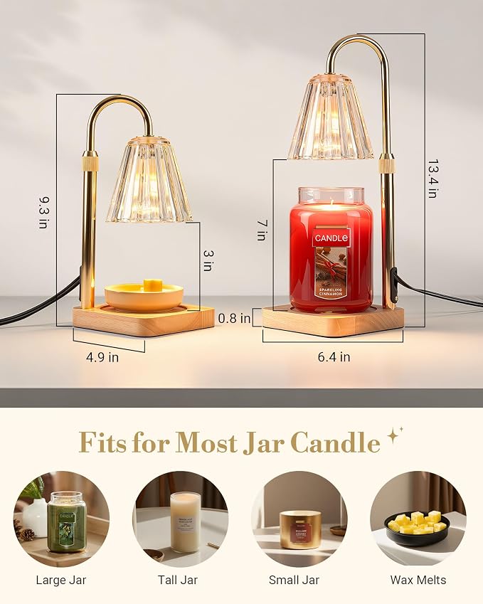 Candle Warmer Lamp with Timer & Dimmer - Mothers Day Gifts for Women Mom Her, Aesthetic Office Home Decor, Adjustable Height
