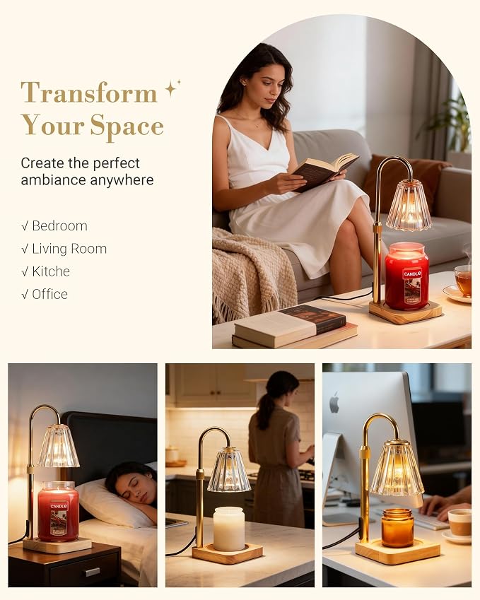 Candle Warmer Lamp with Timer & Dimmer - Mothers Day Gifts for Women Mom Her, Aesthetic Office Home Decor, Adjustable Height