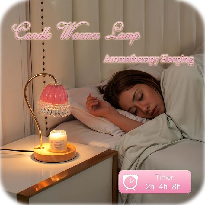 Candle Warmer Lamp with Timer Dimmer, Wax Warmer Lamp for Jar Candles with 2 Bulbs, for Women Mom, alternate product view 2