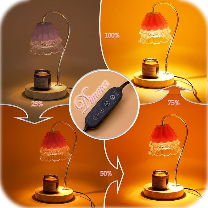 Candle Warmer Lamp with Timer Dimmer, Wax Warmer Lamp for Jar Candles with 2 Bulbs, for Women Mom, alternate product view 4