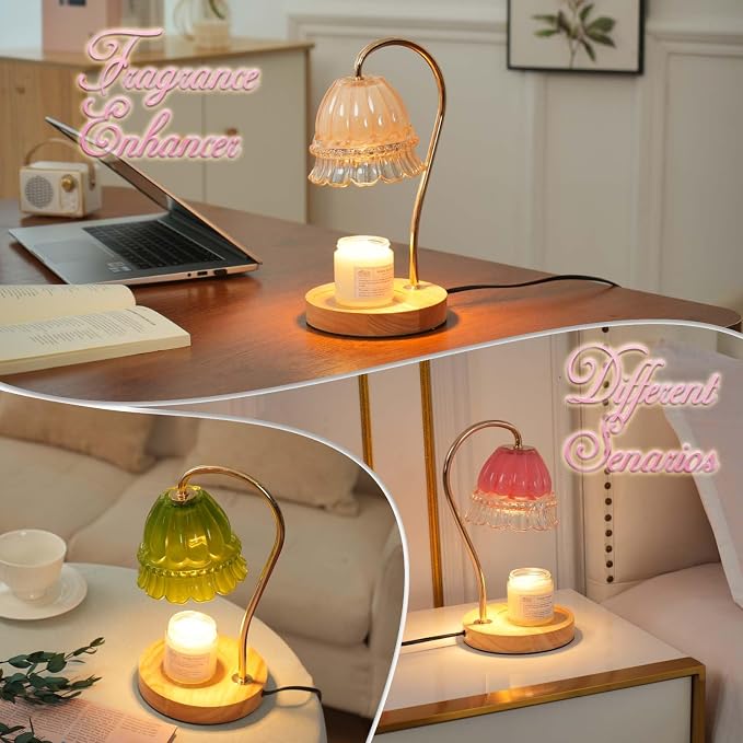 Candle Warmer Lamp with Timer Dimmer, Wax Warmer Lamp for Jar Candles with 2 Bulbs, for Women Mom, alternate product view 6