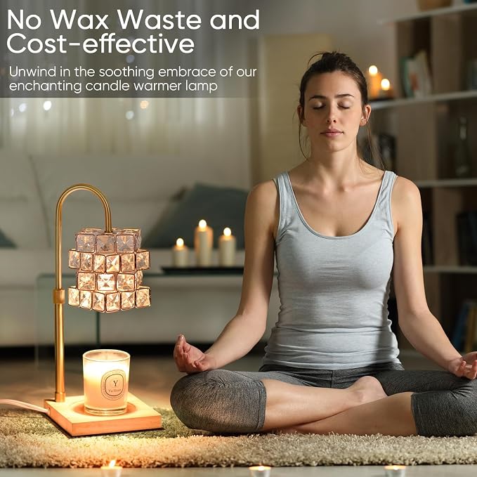 Candle Warmer Lamp with Timer,Electric Candle Warmer Dimmable and Height Adjustable Wax Melt Warmer for Scented Wax Jar