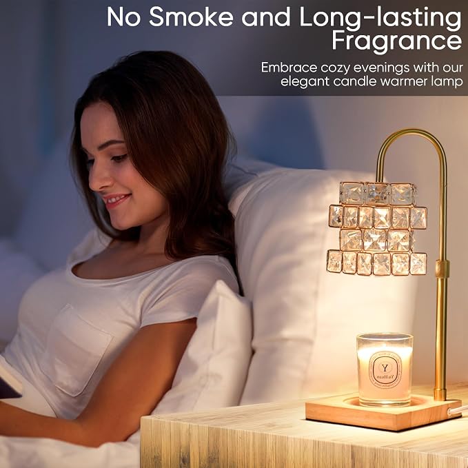 Candle Warmer Lamp with Timer,Electric Candle Warmer Dimmable and Height Adjustable Wax Melt Warmer for Scented Wax Jar