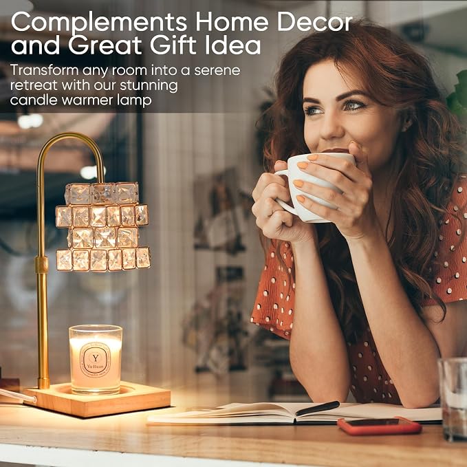 Candle Warmer Lamp with Timer,Electric Candle Warmer Dimmable and Height Adjustable Wax Melt Warmer for Scented Wax Jar
