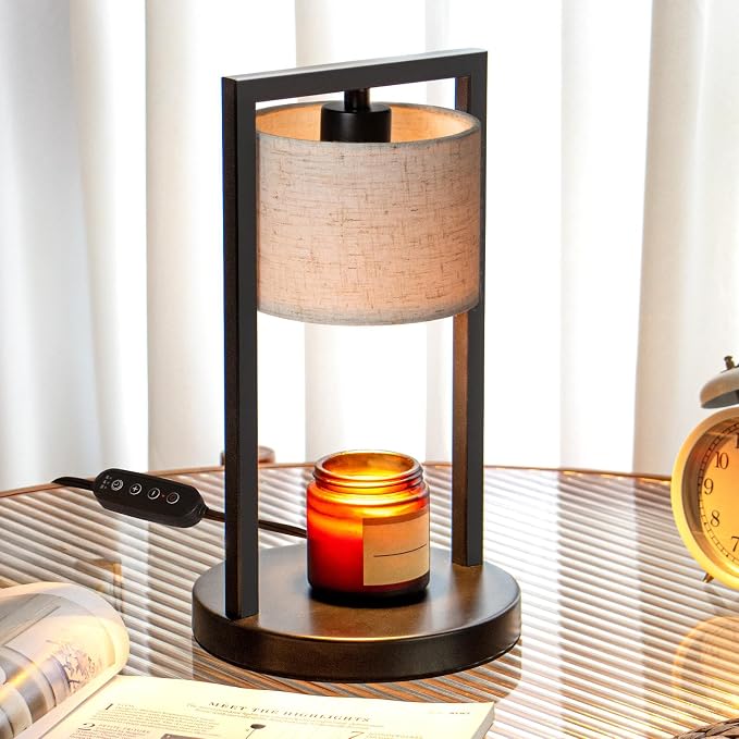 Candle Warmer Lamp with Timer, Electric Candle Warmer for Jar Candles, Dimmable Warming Light with 2 Bulbs, House Warming