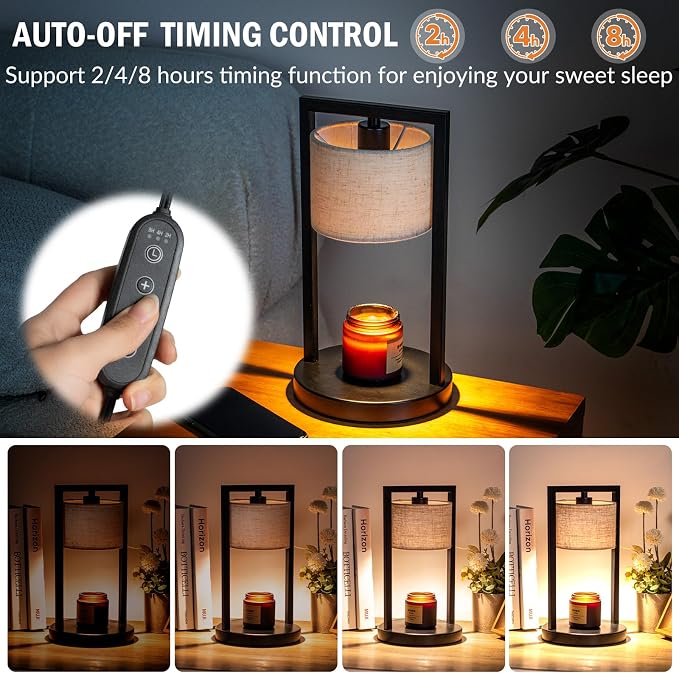 Candle Warmer Lamp with Timer, Electric Candle Warmer for Jar Candles, Dimmable Warming Light with 2 Bulbs, House Warming