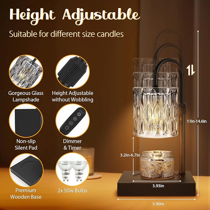 Candle Warmer Lamp with Timer, Electric Candle Warmer for Jar Candles, House Warming Gifts, Birthday Gifts for Mom Women