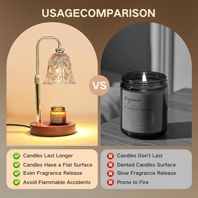 Candle Warmer Lamp with Timer Electric Candle Warmer Lamp Adjustable Height Dimmable Wax Warmer Lamp Jar Candles, alternate
