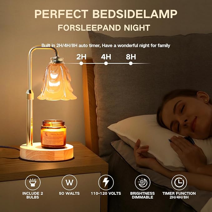 Candle Warmer Lamp with Timer Electric Candle Warmer Lamp Adjustable Height Candle Warmer Dimmable Wax Warmer, alternate view