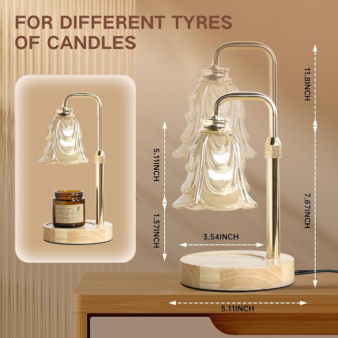 Candle Warmer Lamp with Timer Electric Candle Warmer Lamp Adjustable Height Candle Warmer Dimmable Wax Warmer, alternate view
