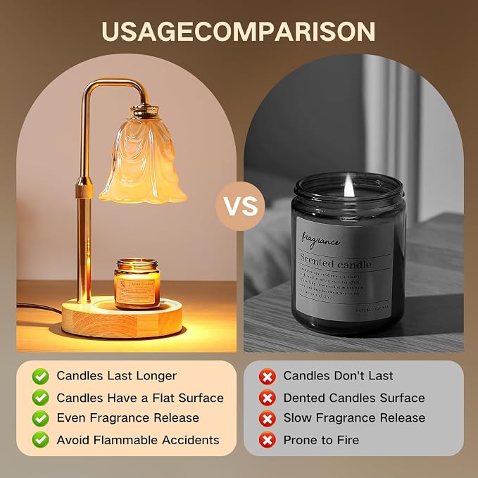 Candle Warmer Lamp with Timer Electric Candle Warmer Lamp Adjustable Height Candle Warmer Dimmable Wax Warmer, alternate view