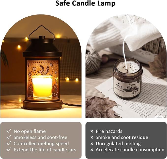 Candle Warmer Lamp with Timer - Electric Candle Wax Melt Warmer with Dimmer for Scented Wax Jar Candles Home Decor Bedside