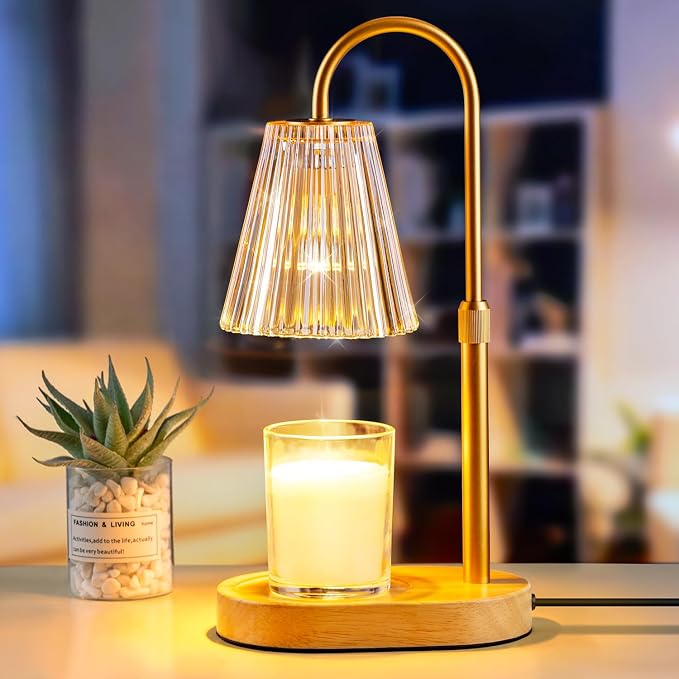 Candle Warmer Lamp with Timer - Electric Candles Wax Warmers Glass Lamps for Jar Candles Burner Adjustable Height and