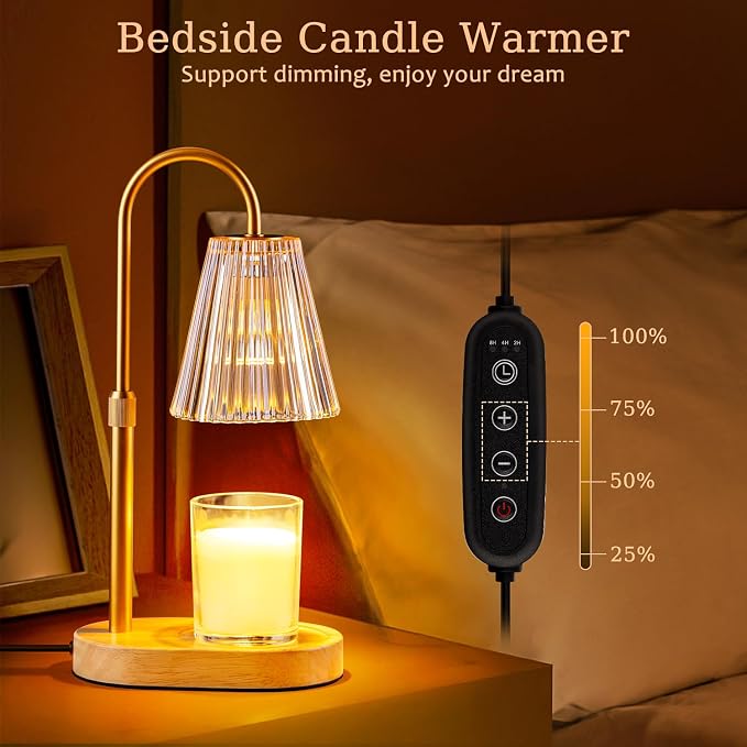 Candle Warmer Lamp with Timer - Electric Candles Wax Warmers Glass Lamps for Jar Candles Burner Adjustable Height and