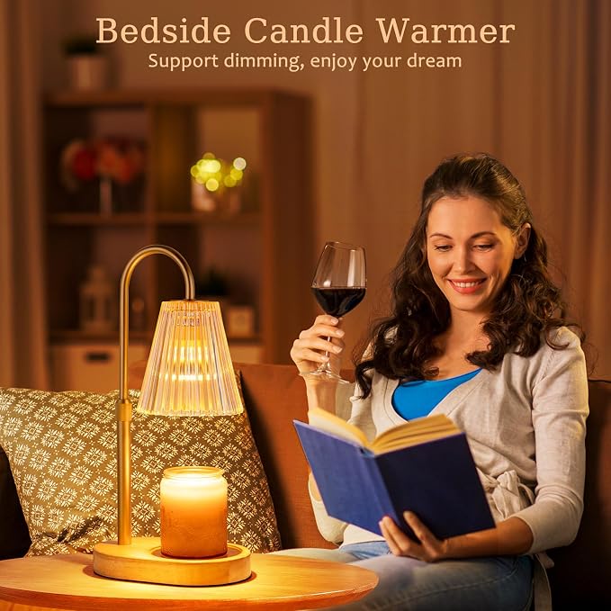 Candle Warmer Lamp with Timer - Electric Candles Wax Warmers Glass Lamps for Jar Candles Burner Adjustable Height and