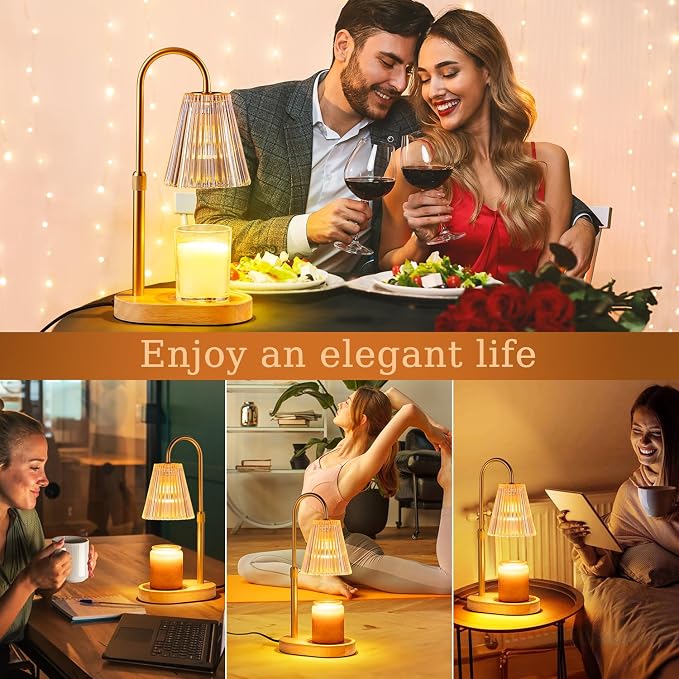 Candle Warmer Lamp with Timer - Electric Candles Wax Warmers Glass Lamps for Jar Candles Burner Adjustable Height and