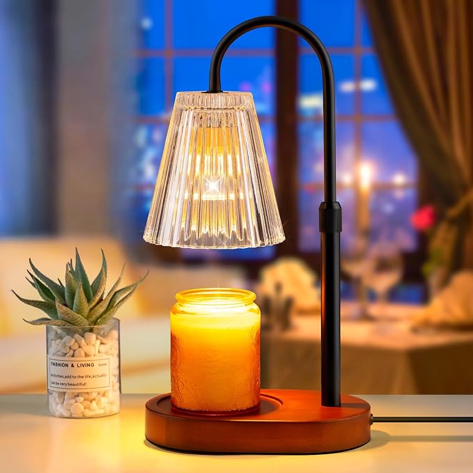 Candle Warmer Lamp with Timer - Electric Candles Wax Warmers Glass Lamps For Jar Candles Burner Adjustable Height and