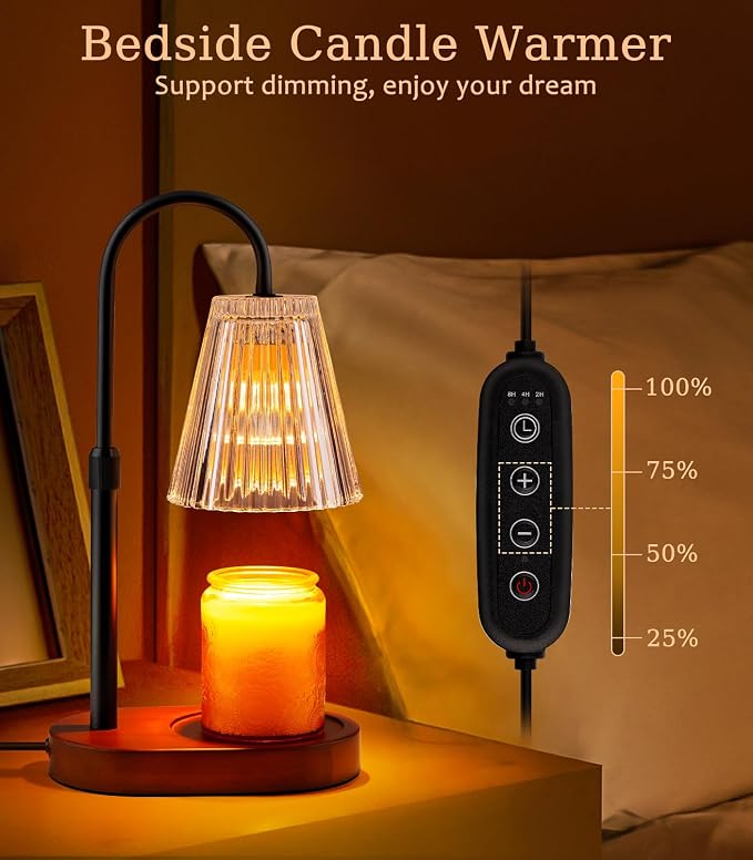 Candle Warmer Lamp with Timer - Electric Candles Wax Warmers Glass Lamps For Jar Candles Burner Adjustable Height and