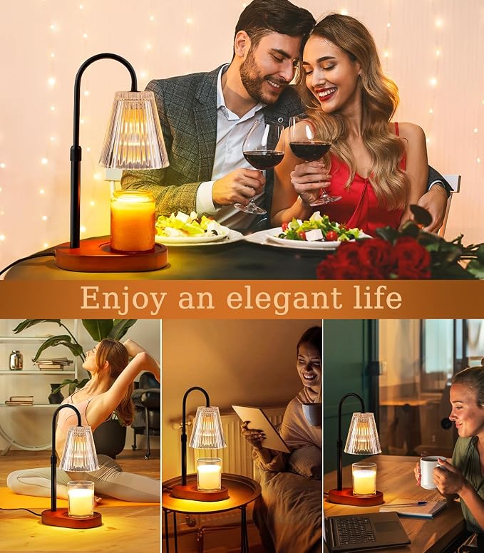 Candle Warmer Lamp with Timer - Electric Candles Wax Warmers Glass Lamps For Jar Candles Burner Adjustable Height and