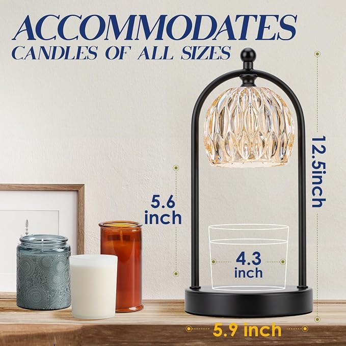 Candle Warmer Lamp With Timer, Electric Glass Light for Bedroom, Dimmable Wax Melts for Jars, Beside Lamp Gifts for Women