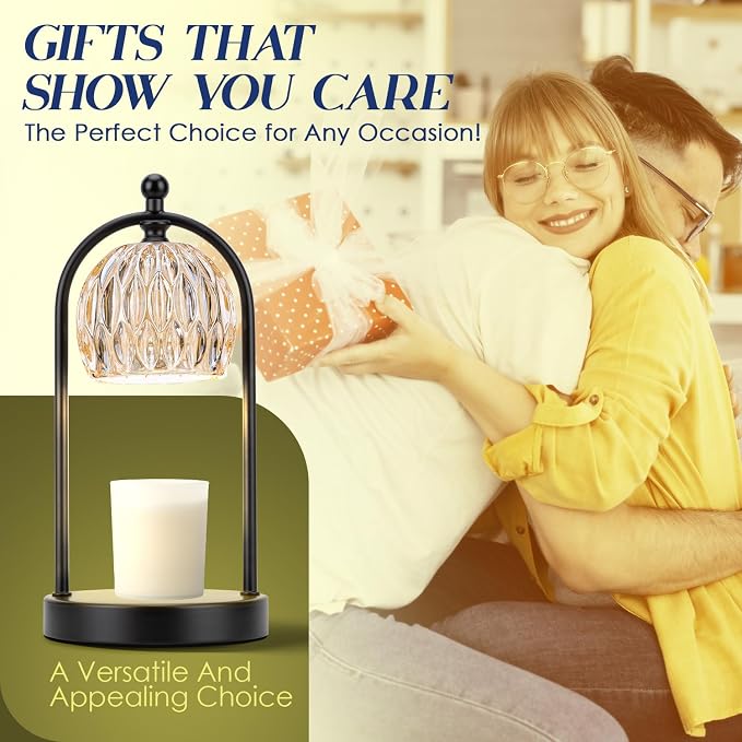 Candle Warmer Lamp With Timer, Electric Glass Light for Bedroom, Dimmable Wax Melts for Jars, Beside Lamp Gifts for Women