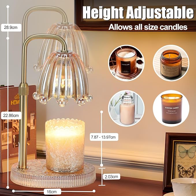 Candle Warmer Lamp with Timer - Electric Wax Melt Warmer with Adjustable Height and Dimmer for Scented Candle Wax, alternate