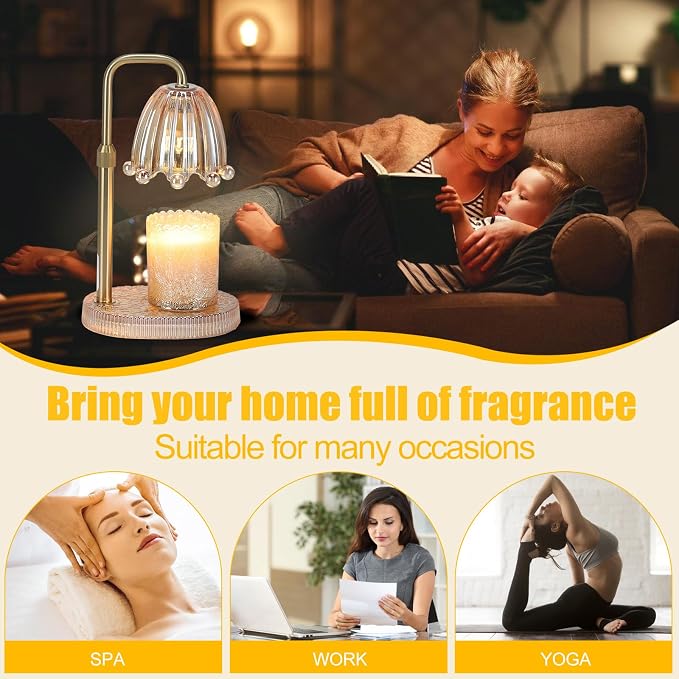 Candle Warmer Lamp with Timer - Electric Wax Melt Warmer with Adjustable Height and Dimmer for Scented Candle Wax, alternate