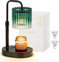 Candle Warmer Lamp with Timer: Emerald Green Candle Warming Lamp with 2 Bulbs Height Adjustable Wax Melt Dimmable Bedroom