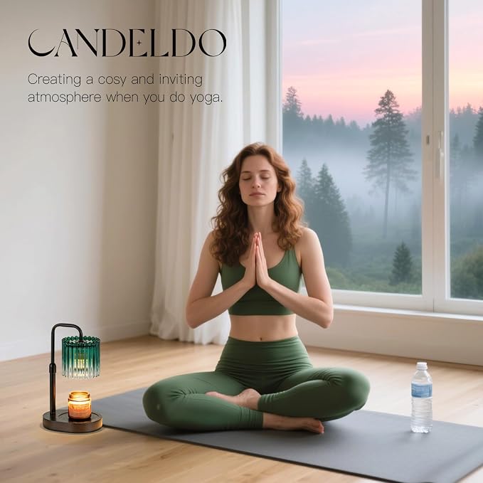 Candle Warmer Lamp with Timer: Emerald Green Candle Warming Lamp with 2 Bulbs Height Adjustable Wax Melt Dimmable Bedroom