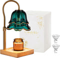 Candle Warmer Lamp with Timer: Flower Candle Warmer with 2 Bulbs Green Height Adjustable Candle Warming Lamps Home Bedroom