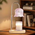 Candle Warmer Lamp with Timer: Flower Shape Wax Lamp Candles No Flame Home Decor Pink Candles Warming Lights, product image