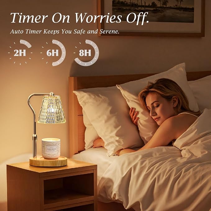 Candle Warmer Lamp with Timer Gifts for Women, Adjustable Height Wax Warmer Lamp for Scented Candles Home Essentials Decor