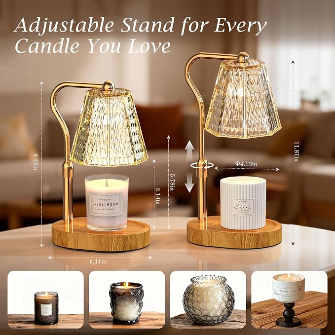 Candle Warmer Lamp with Timer Gifts for Women, Adjustable Height Wax Warmer Lamp for Scented Candles Home Essentials Decor