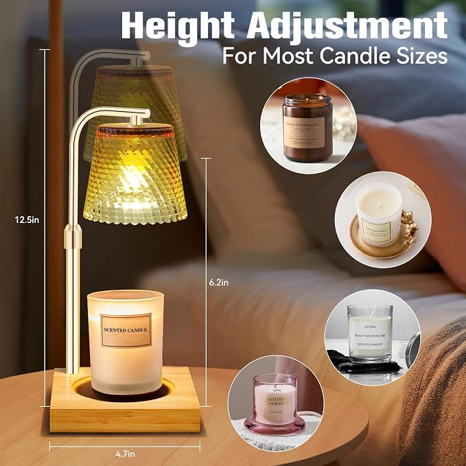 Candle Warmer Lamp with Timer, Height Adjustable Dimmable Wax Melts Warmer for Jar Candles, alternate product view 2