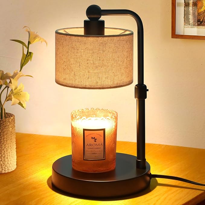 Candle Warmer Lamp with Timer, Height Adjustable Electric Candle Warmer Lamp with 2 Bulbs, House Warming Gifts, Vintage