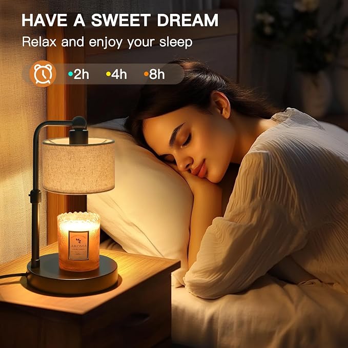 Candle Warmer Lamp with Timer, Height Adjustable Electric Candle Warmer Lamp with 2 Bulbs, House Warming Gifts, Vintage
