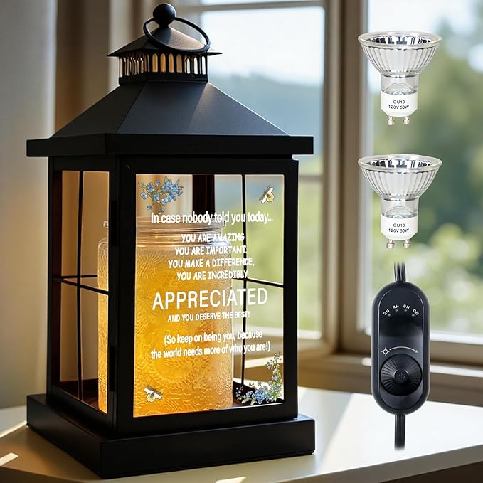 Candle Warmer Lamp with Timer,Lantern Warmer Compatible with 3 Wick Candles,Vintage Dimmable Lamp Candle Warmer Lantern with