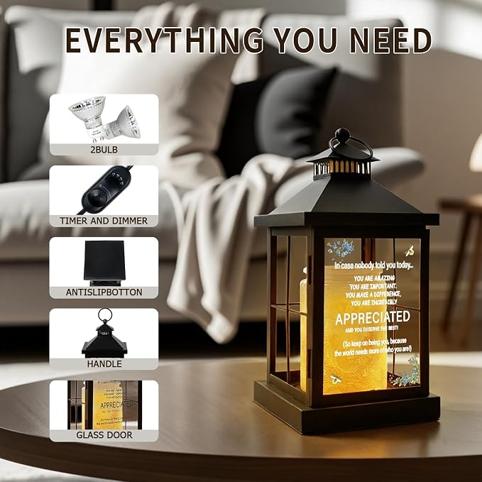 Candle Warmer Lamp with Timer,Lantern Warmer Compatible with 3 Wick Candles,Vintage Dimmable Lamp Candle Warmer Lantern with