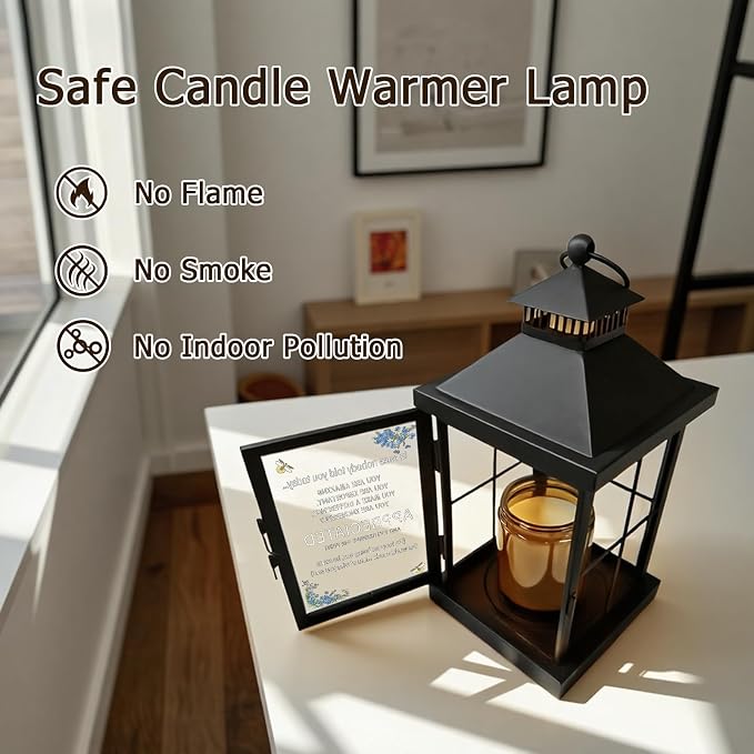 Candle Warmer Lamp with Timer,Lantern Warmer Compatible with 3 Wick Candles,Vintage Dimmable Lamp Candle Warmer Lantern with