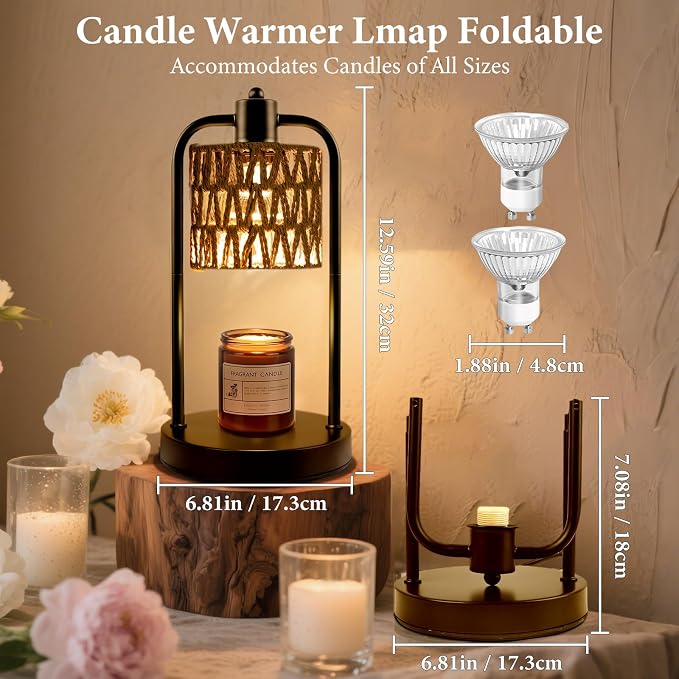 Candle Warmer Lamp with Timer Light: Electric Wax Melt Warming Dimmable for Yankee Candles Large, alternate product view 2
