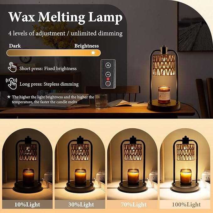 Candle Warmer Lamp with Timer Light: Electric Wax Melt Warming Dimmable for Yankee Candles Large, alternate product view 4