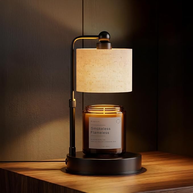 Candle Warmer Lamp with Timer, Modern Farmhouse Candle Warmer, Height Adjustable & Dimmable Electric Candle Warmer Lamp