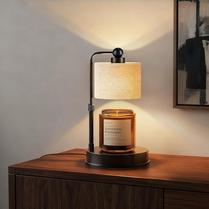 Candle Warmer Lamp with Timer, Modern Farmhouse Candle Warmer, Height Adjustable & Dimmable Electric Candle Warmer Lamp