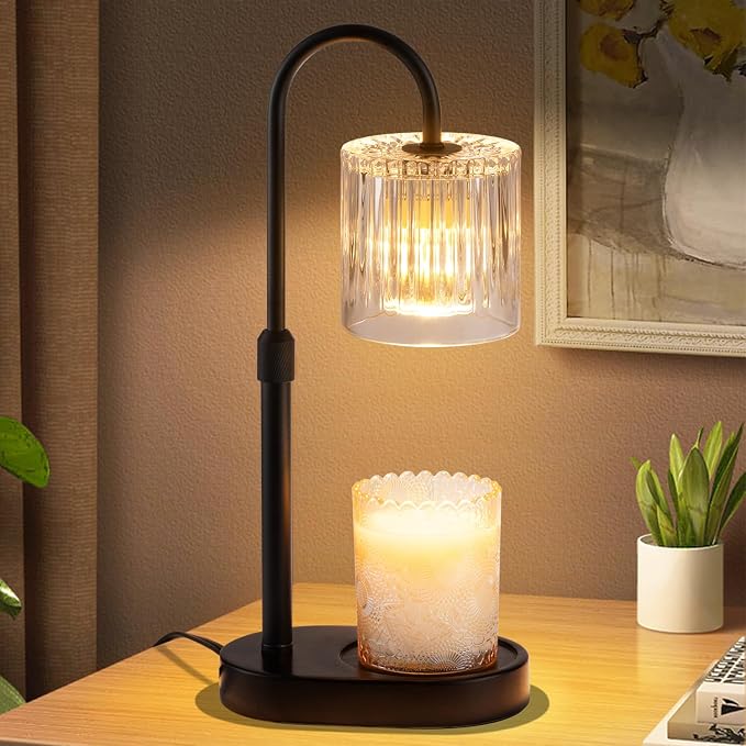 Candle Warmer Lamp with Timer: Modern Style Adjustable Height Candle Warmer Lamp Home Decor Safe Flame Free for Wax Blocks